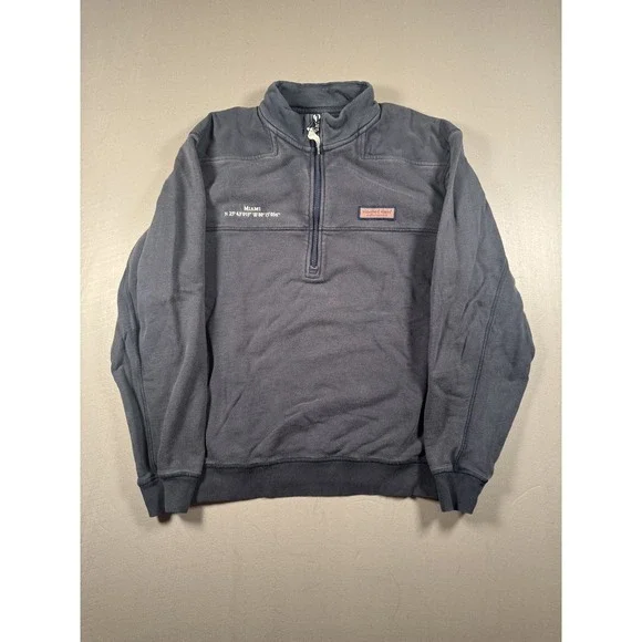 Vineyard Vines Pullover Mens Small Blue Quarter Zip Miami Embroidered Sweatshirt - Picture 2 of 8